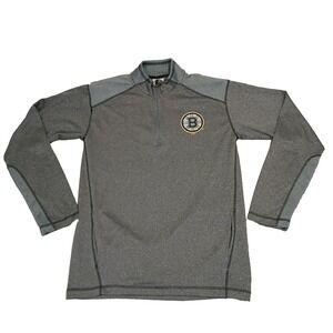 Boston Bruins Pullover Sweater Gray Mens Size M NHL Hockey 1/4 Zip Casual